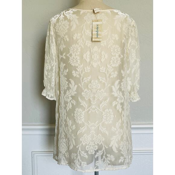 Sundance Ivory Velvet Burnout Sheer Blouse - Picture 5 of 6